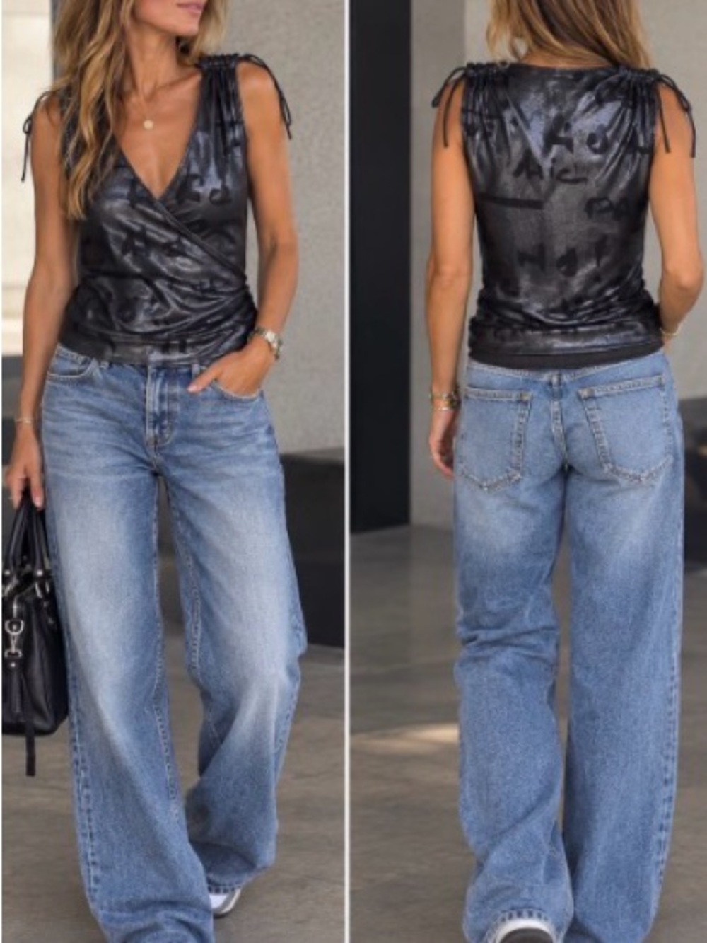 COPY - Versace Jeans Couture black metallic top fits like a medium